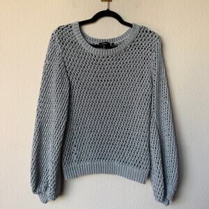 Theory Gray Open Knit Mesh Pullover Merletto Sweater Size M